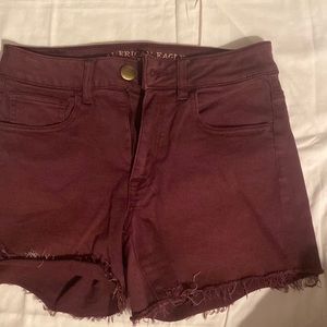 American Eagle maroon fringe shorts!